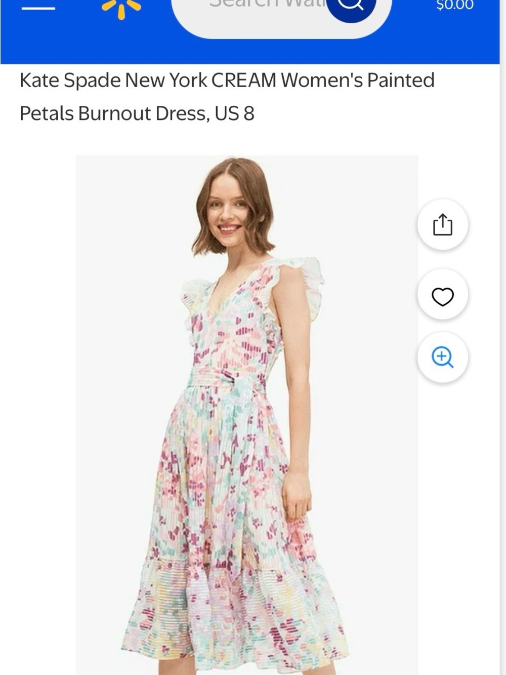 kate spade Floral Cream and Pink Midi Dress